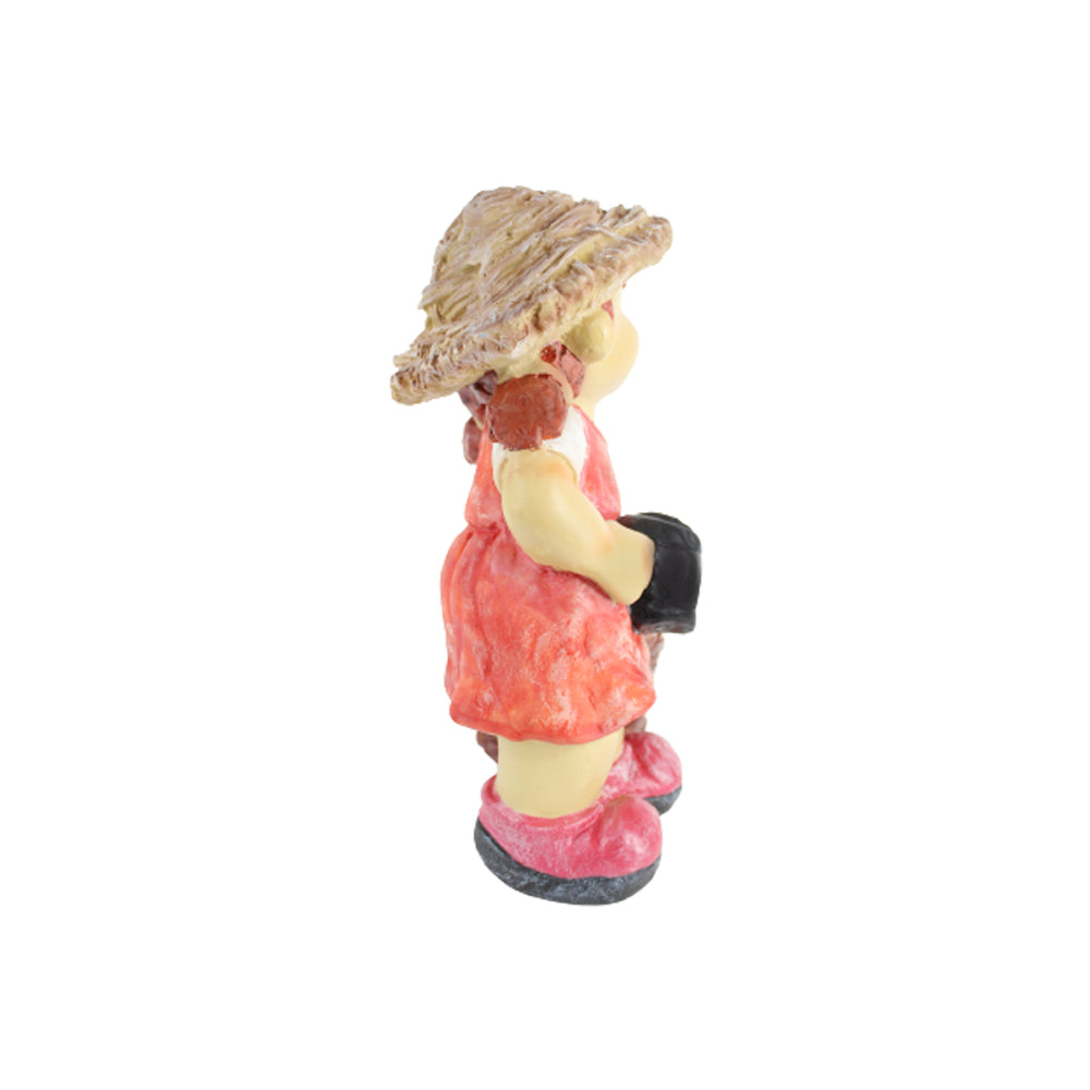 Wonderland resin Farm Girl holding water can planter (Orange)