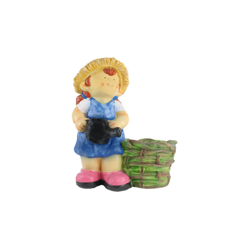 Wonderland resin Farm Girl designer planter for real plants (Blue)