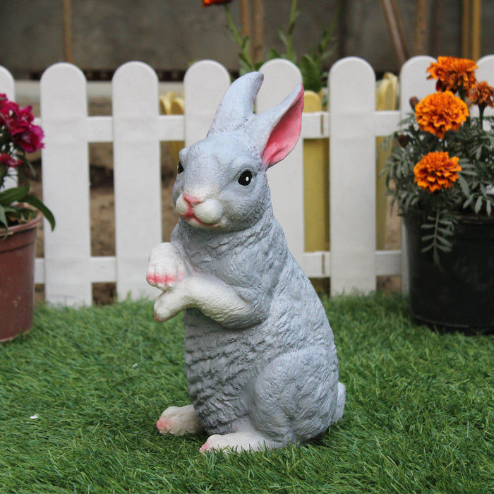 Wonderland resin garden decor Cute Standing Rabbit (Grey)