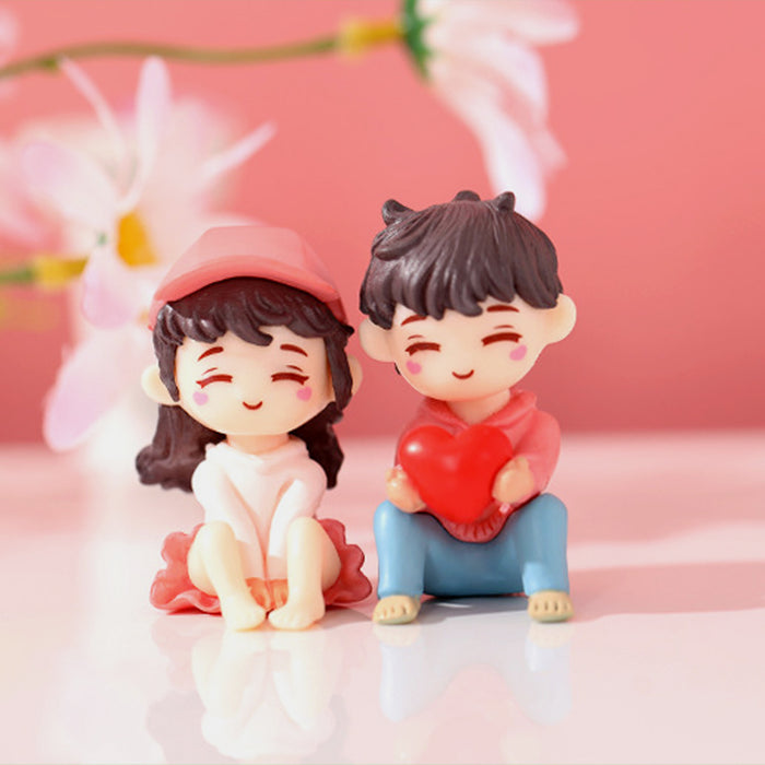 Couple Holding Heart Couple( Miniature toys , cake toppers , small figuine, Valentine couple)