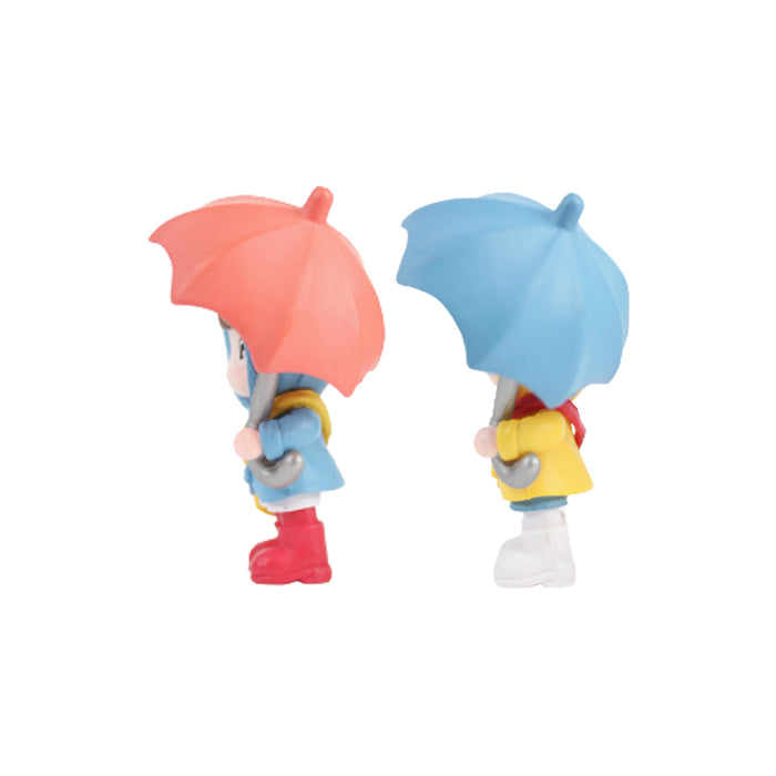 Open umbrella Holding couple-1 ( Miniature toys , cake toppers , small figuine, Valentine couple)