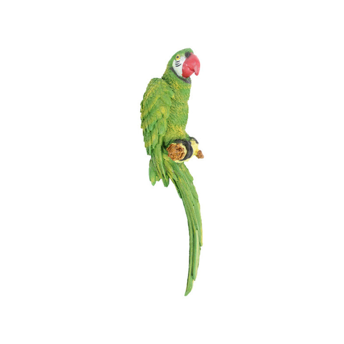 green parrot statue