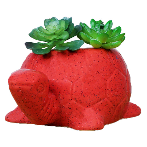 Ceramic Turtle Pot for Home and Balcony Decoration (Red) - Wonderland Garden Arts and Craft