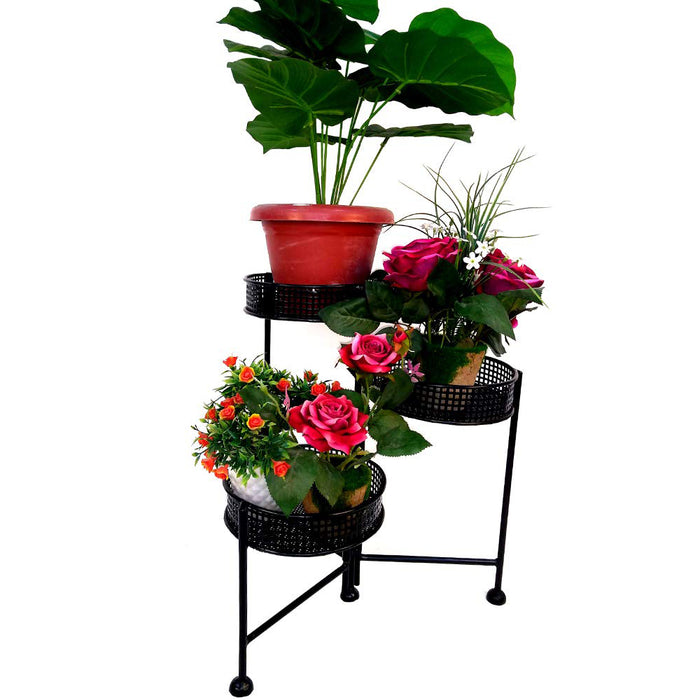 Folding Plant Stand for Home, Garden and Balcony Decoration (Black)
