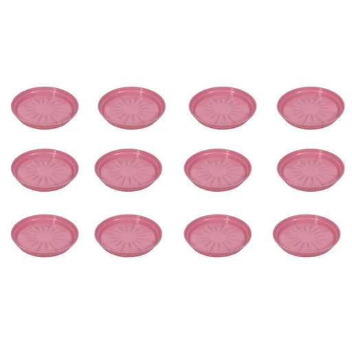 4 inch Plate Set of 12 PP/ PVC Plastic Tray,Heavy Duty Planter Gamla Bottom Plate for Flower pots  (Pink) - Wonderland Garden Arts and Craft