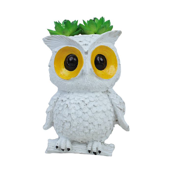 Owl Pot Planter for Home, Balcony and Garden Decoration (White)