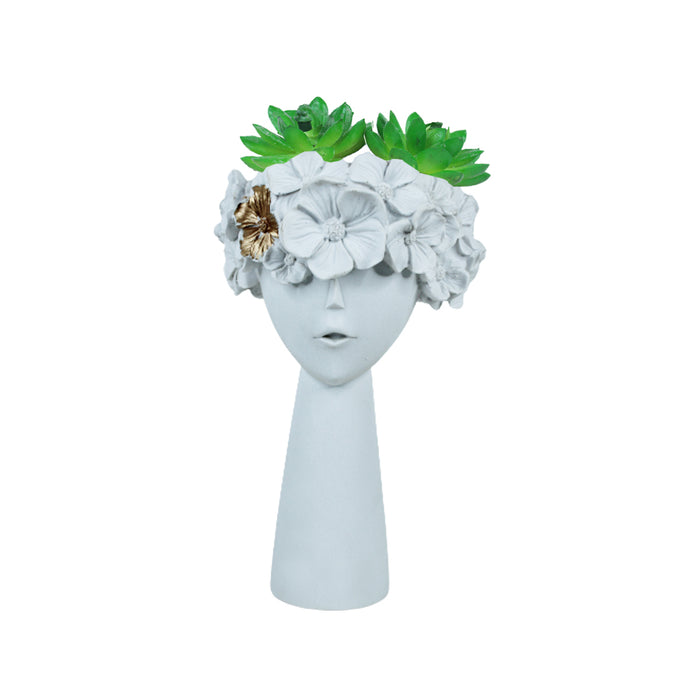 Ceramic Flower Boy Pot for Home Decoration (White)