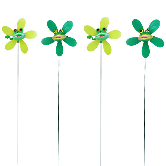 (Set of 4) Fan Frog Stake/Stick for Garden Decoration