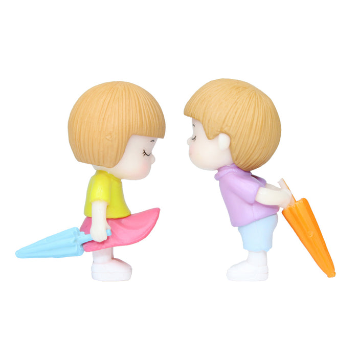 Miniature Toys : (Set of 2) Girl Boy with Umbrella