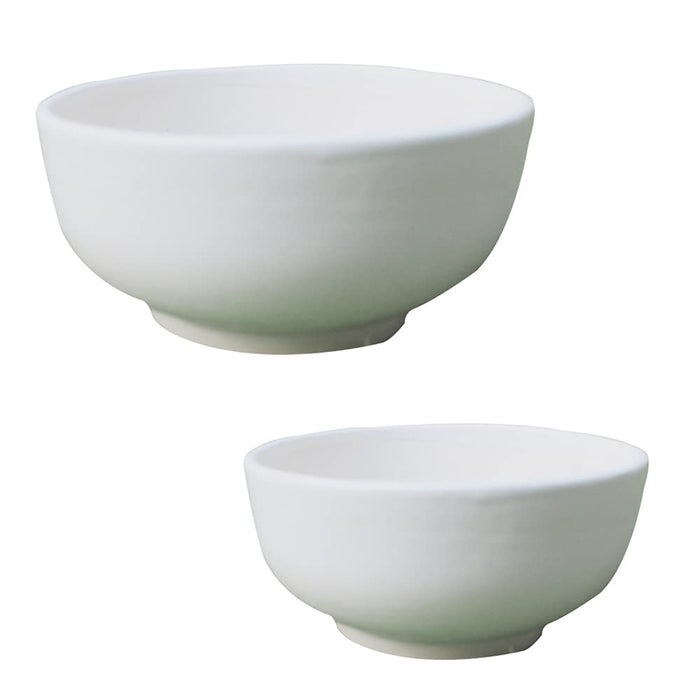 ( Set of 2) Ceramic Plain White Round Bowl