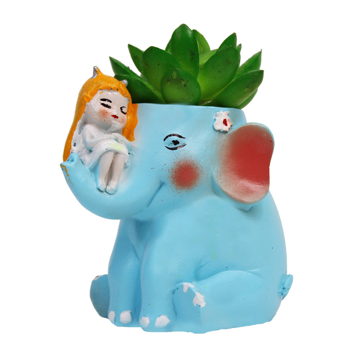 Blue Elephant Succulent Pot for Home and Balcony Decoration