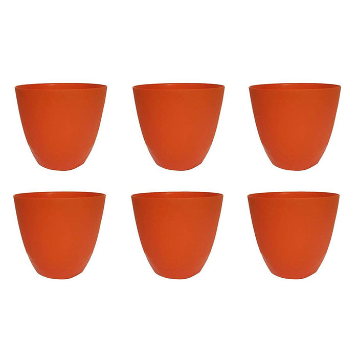 Designer Flora plastic pots for Outdoor (Set of 6) (Orange)