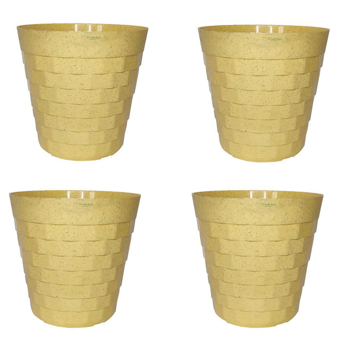 ( Set of 4) 10 inches Brix Plastic Round Garden pots for Outdoor (Beige)