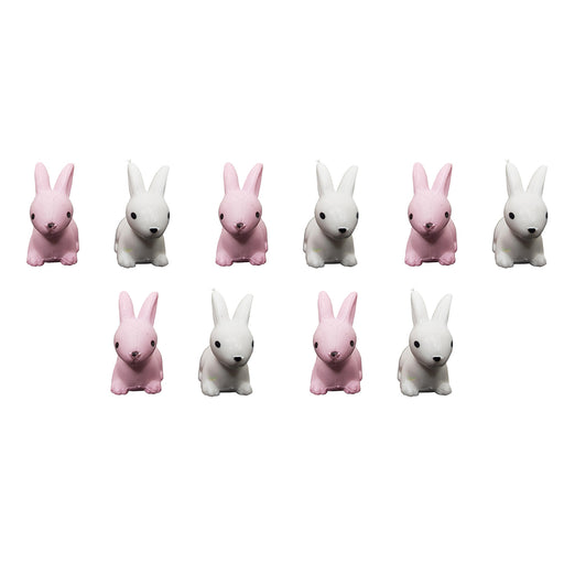 Miniature Toys : (Set of 10) Pink and White Bunny for Fairy Garden Accessories - Wonderland Garden Arts and Craft