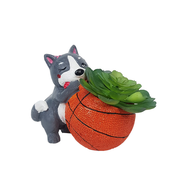 Dog with Basketball Succulent Pot for Home and Balcony Decoration