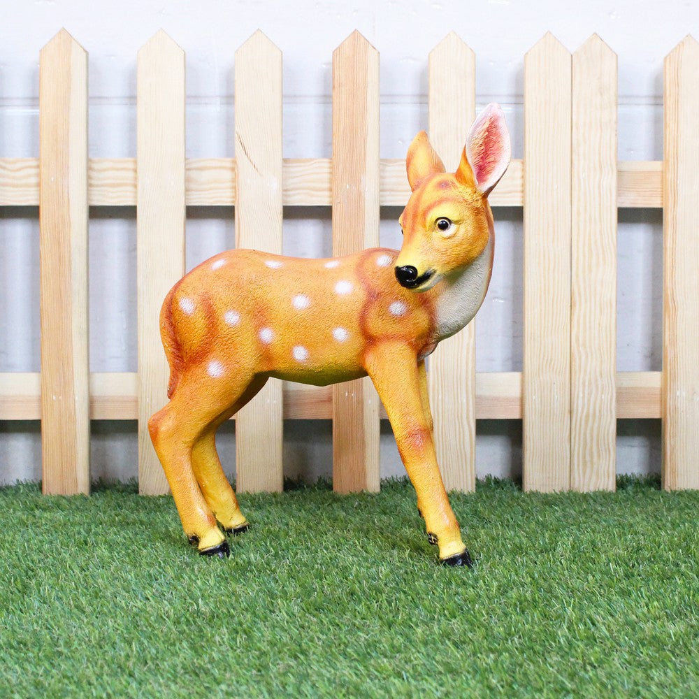 Realistic Baby Deer Garden Statue – Spotted Fawn Figurine, Weather-Resistant Resin Statue
