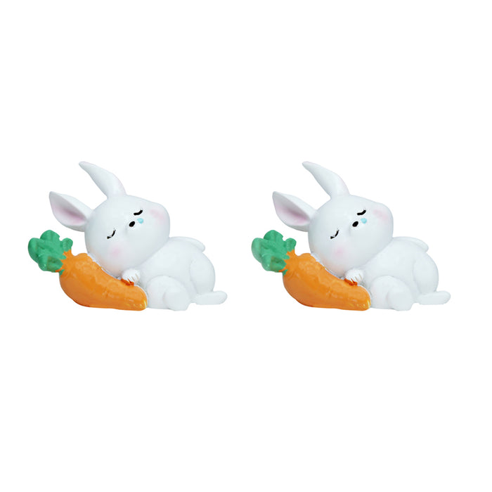 Miniature Toys - Set of 2 Sleeping Rabbit with carrot ( Fairy garden accessories)