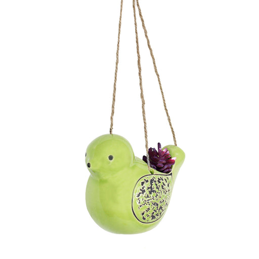 Ceramic Hanging Bird Pot Home and Garden Decoration (Green) - Wonderland Garden Arts and Craft