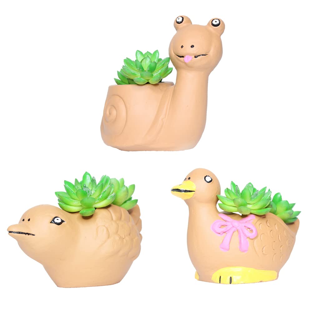 Set of 3 Terracotta Animal Pot (for small Plants and Succulents)