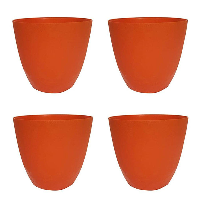Designer Flora plastic pots for Outdoor (Set of 4) (Orange)