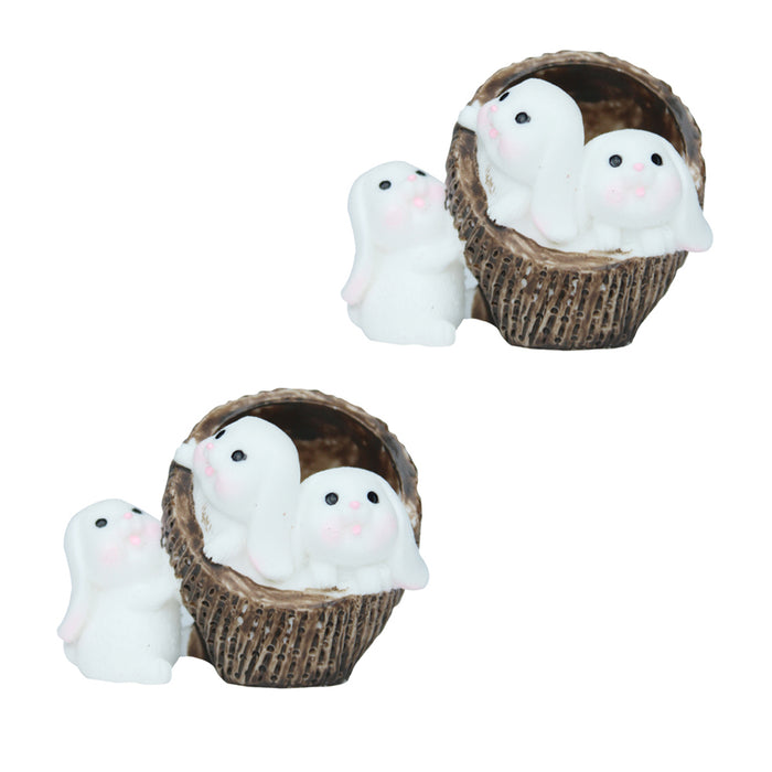 Miniature Toys : (Set of 2) Rabbit in Basket