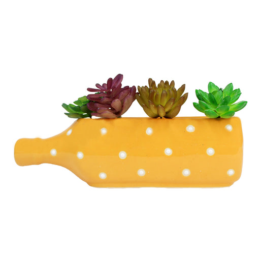 Ceramic Dot Bottle Planter for Home and Garden Decoration (Yellow) - Wonderland Garden Arts and Craft