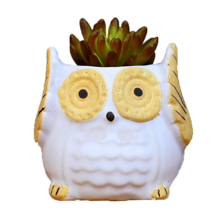 Ceramic Owl Pot for Home and Garden Decoration (Light Purple) - Wonderland Garden Arts and Craft