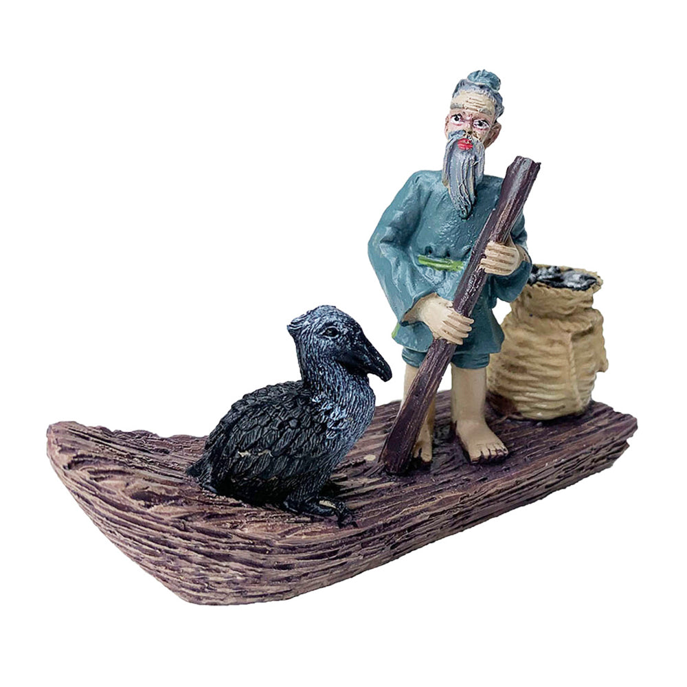 Miniature Toys: Fisherman Boat with Bird for tray gardening