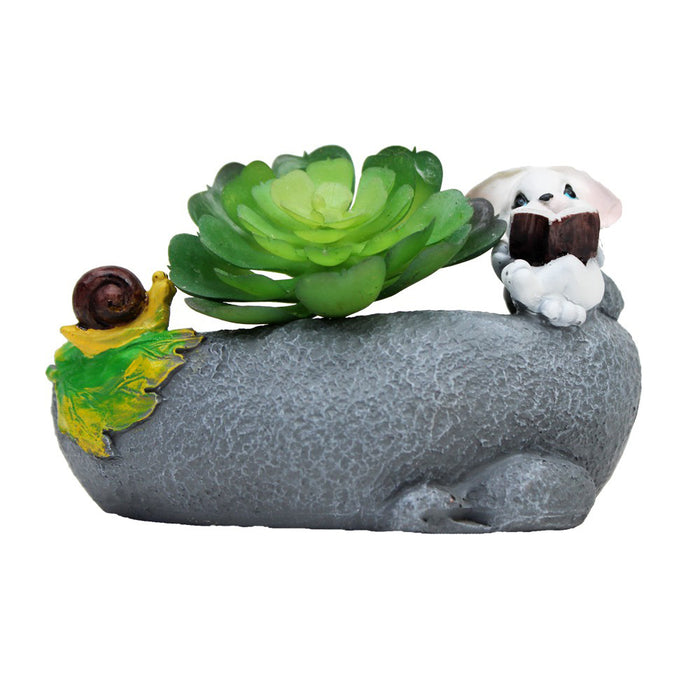 Rabbit Reading Succulent Pot for Home and Garden Decoration