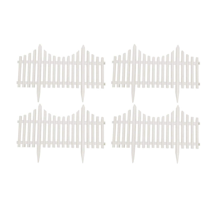 Pack of 4pc PP Picket Fence with Spikes for Outdoors and Flower beds