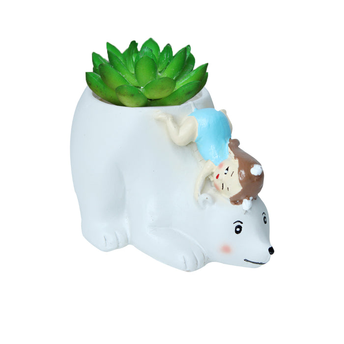 White Bear Succulent Pot for Home and Balcony Decoration