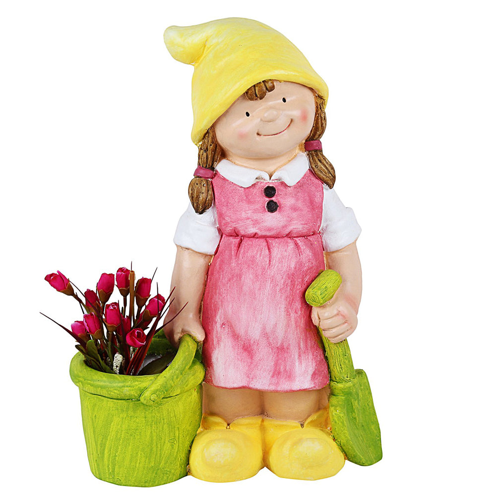Girl With Spade & Bucket Pot Planter (Yellow)