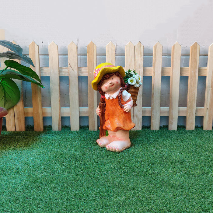 Girl with Pot on Back Planter for Balcony and Garden Decoration