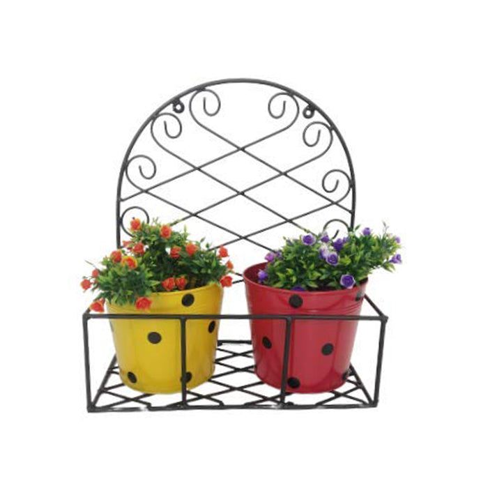 Wall Planter Stand with Two Pots for Home and Garden Decoration