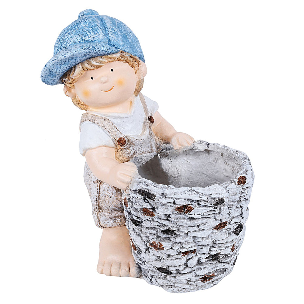 Boy Statue with Planter for Garden and Balcony Decoration