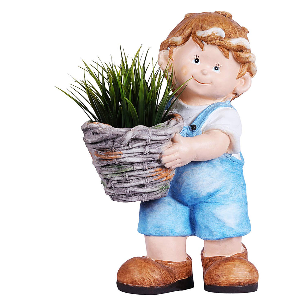 Boy With Pot Planter for Garden Decoration