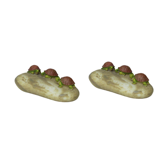 Miniature toys Set of 2 Tortoise on stone (Miniature Fairy Garden Accessoriesfor DIY tray garden Plant Décor)