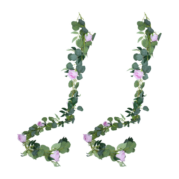 (Set of 2) Artificial Rose Flower String (Light Purple) for Home Décor.