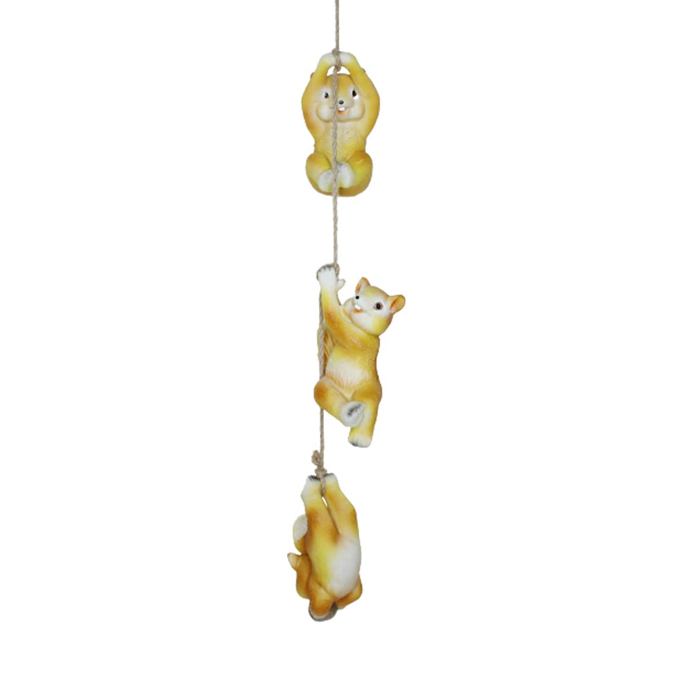 3 pc Hanging Outdoor Playful Squirrel on String