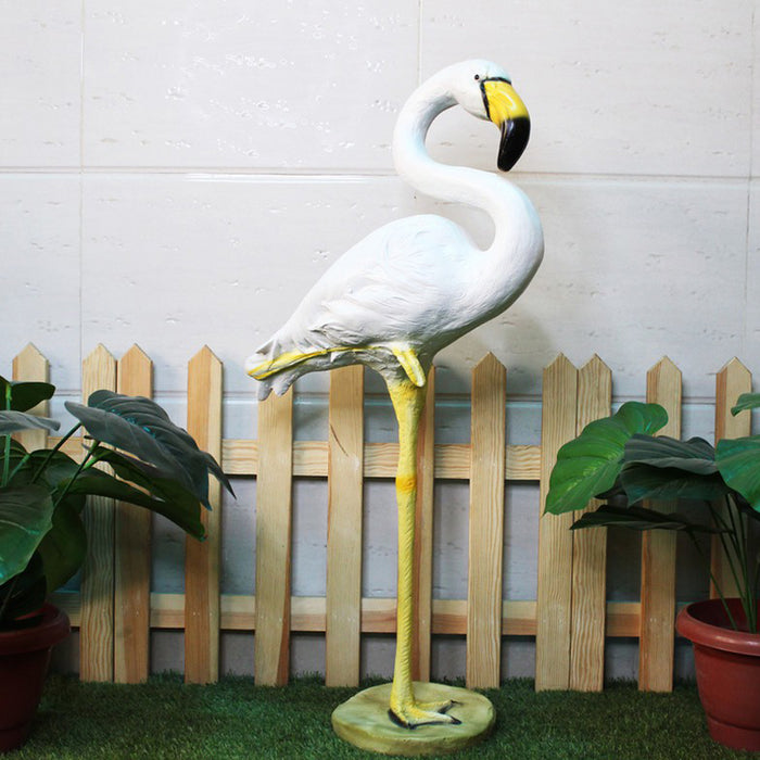 Flamingo Medium Statue for Garden Decoration (White)