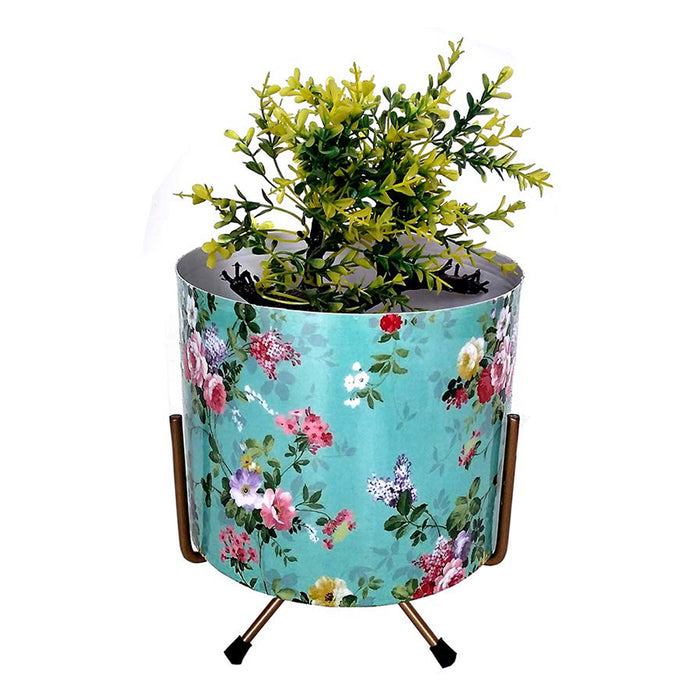 Metal Pot with Stand for Home Decoration (Sea Green)