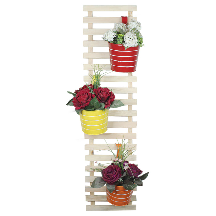 Wonderland Wooden DIY Vertical Wall - Single 4 feet Wall Frame/Planter with 3 Pots