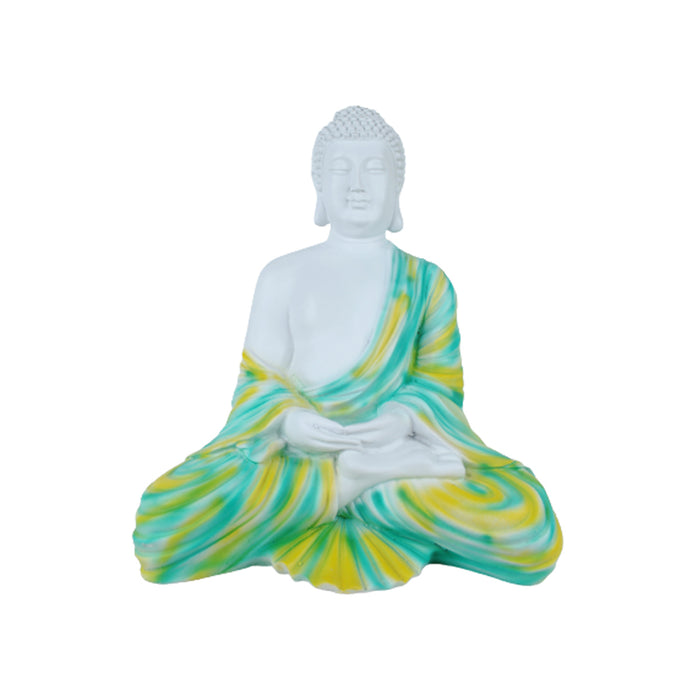 14 inches Buddha Statue for Home Decoration (Green & Yellow)