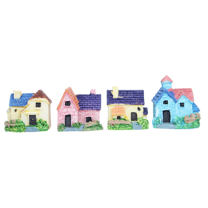 Miniature Toys - Wonderland Miniature Toys - Set of 4 Small Colourful Houses ( Fairy garden accessories)