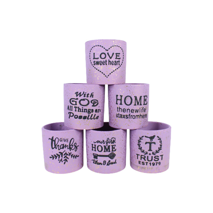 (Set of 6) Imported Printed Big Pot for Home Decoration (Pink)