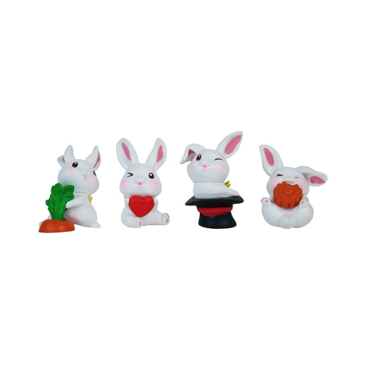 Miniature Resin Bunnies with Ears Up Fairy Garden Toys Accessories (Standard Size) -Set of 4 - Wonderland Garden Arts and Craft