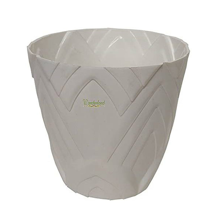 Single White : Lotus 8 Inches PP/ PVC / High Quality Plastic Planter