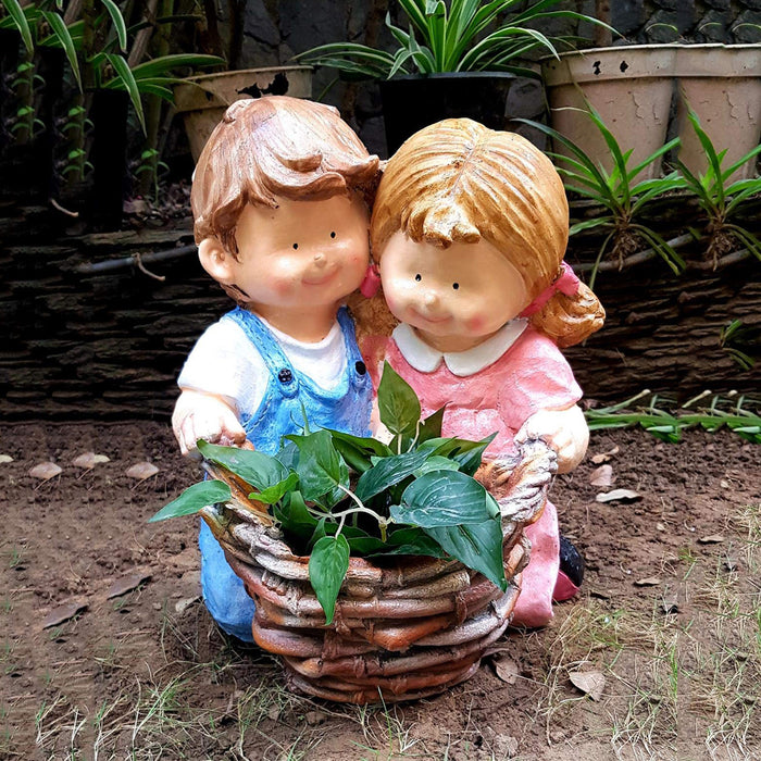 Boy & Girl Pot Planter Garden and Balcony Decoration