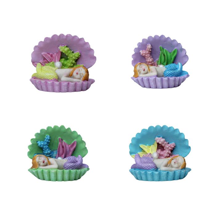 Miniature toys Set of 4 Mermaid inside sea shell (Miniature Fairy Garden Accessoriesfor DIY tray garden Plant Décor)