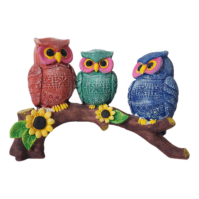 Three owl on Branch Statue for Home Decoration